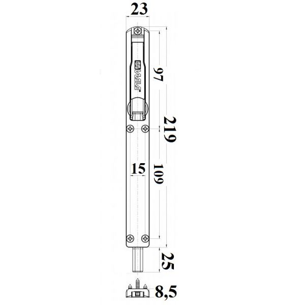 Zasuwa rygiel nawierzchniowy WALA WN2 biały