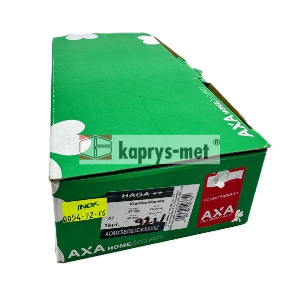 Klamka AXA HAGA ze wspomaganiem do drzwi zewnętrznych 92W F6 INOX