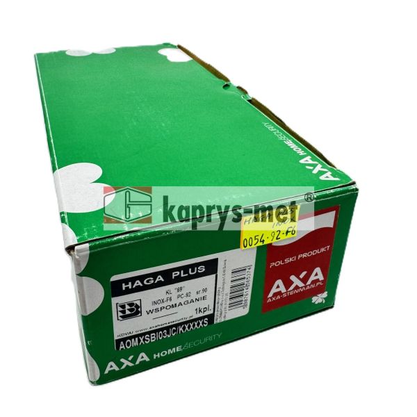 Klamka AXA HAGA-PLUS ze wspomaganiem do drzwi zewnętrznych 92W F6 INOX