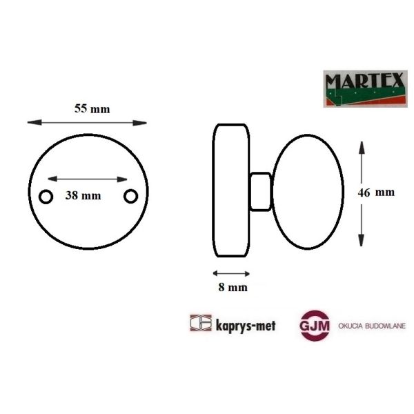 Gałka malowana stała mała Martex czarny