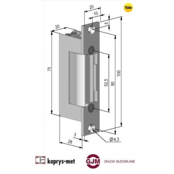 Elektrozaczep YALE YB37-12D-S / RE54N512F LOB rewersyjny