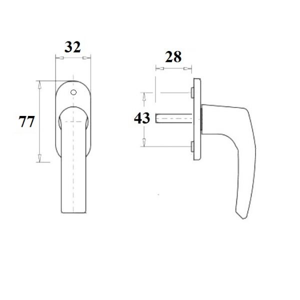 Klamka okienna mosiężna 2 ramienna