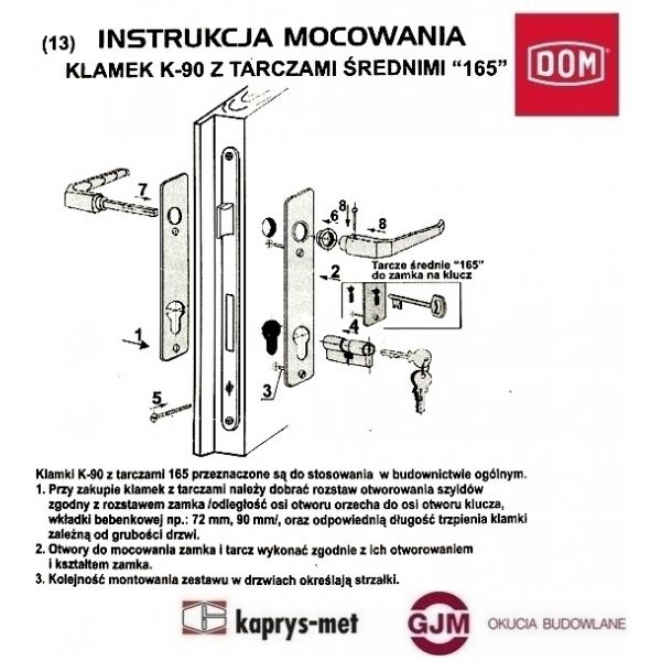 Klamka Klamka K-90 tarcze 165/90 DOM POLSKA czarny