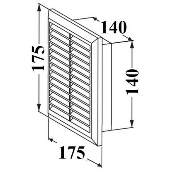 Kratka wentylacyjna 14x14 PCV z zaczepami b/żaluzji