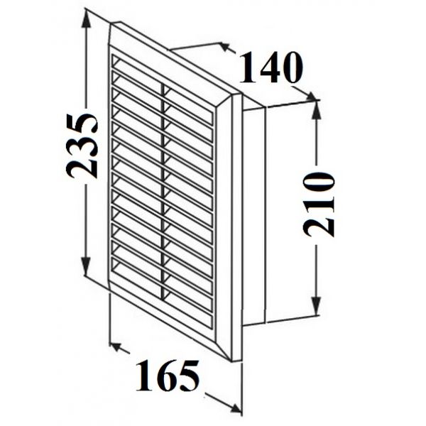 Kratka wentylacyjna 14x21 PCV z zaczepami bez żaluzji