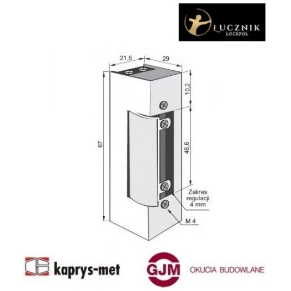 Elektrozaczep 1743 12VAC/DC z pamięcią wewnętrzną i wyłącznikiem Łucznik Lockpol