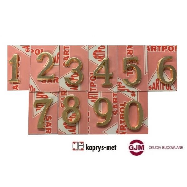 Cyfra samoprzylepna na drzwi 5cm mosiądz - nr. 3