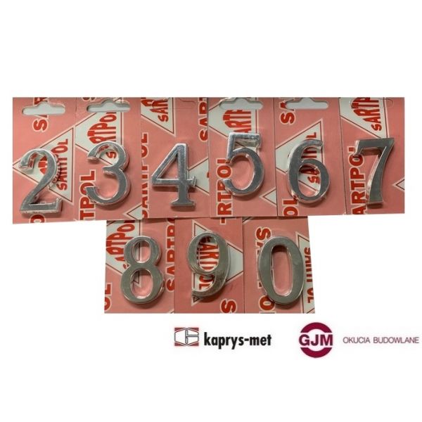 Cyfra samoprzylepna na drzwi 5cm chrom - nr. 3