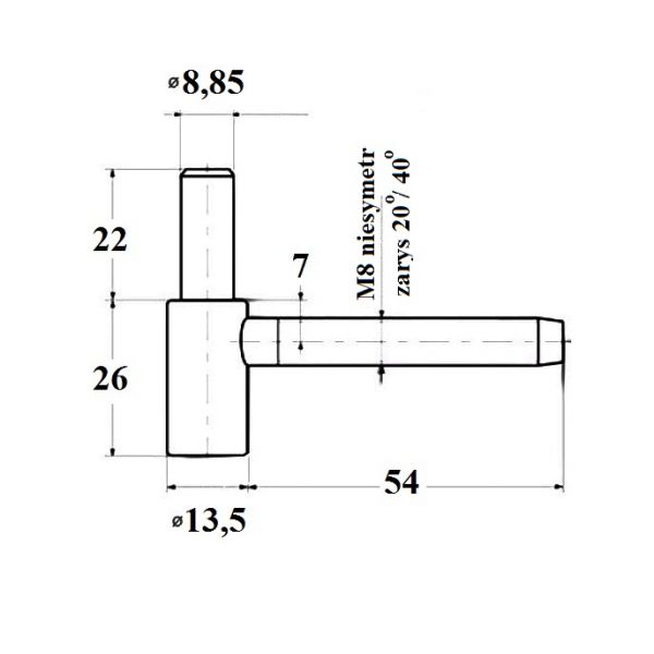 Skrzydełko dolne 13,5x60 wkręcane ocynk biały