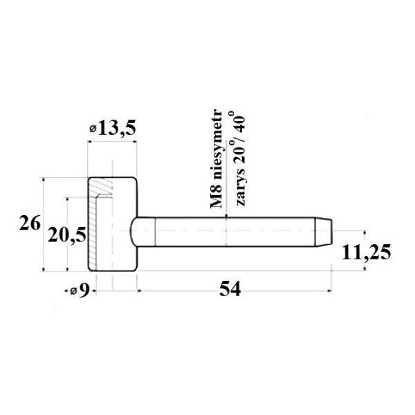 Skrzydełko górne 13,5x60 wkręcane ocynk biały