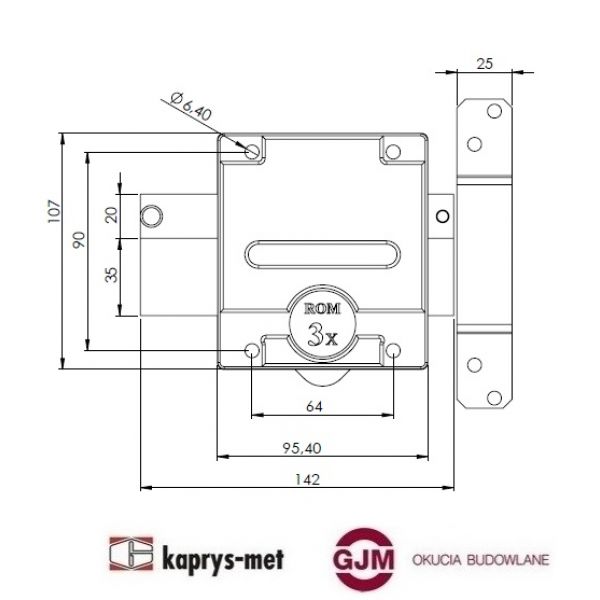 Zamek ROM 3X nawierzchniowy klasa C brąz