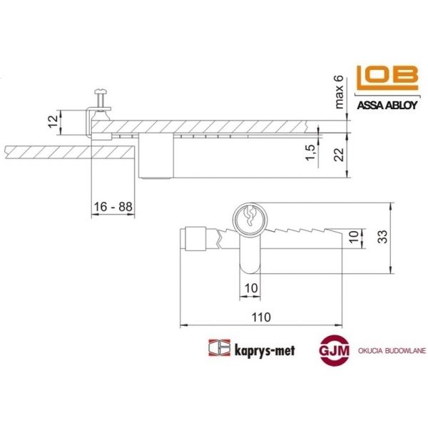 Zamek witrynowy ZG02 LOB