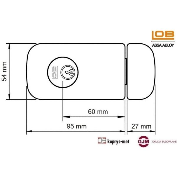 Zamek TB62 dwubębenkowy biały LOB ASSA ABLOY
