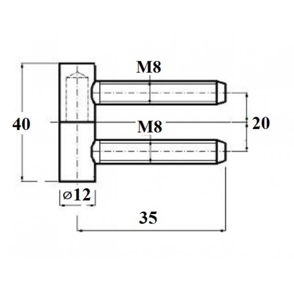 Zawias wkręcany lufcikowy 12x35xM8