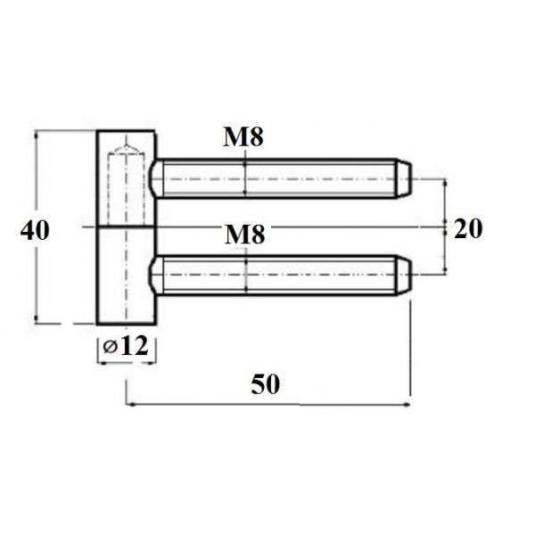 Zawias wkręcany 12x50 okienny ocynk biały