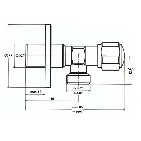 Zawór kątowy 1/2 x 3/8 RMX