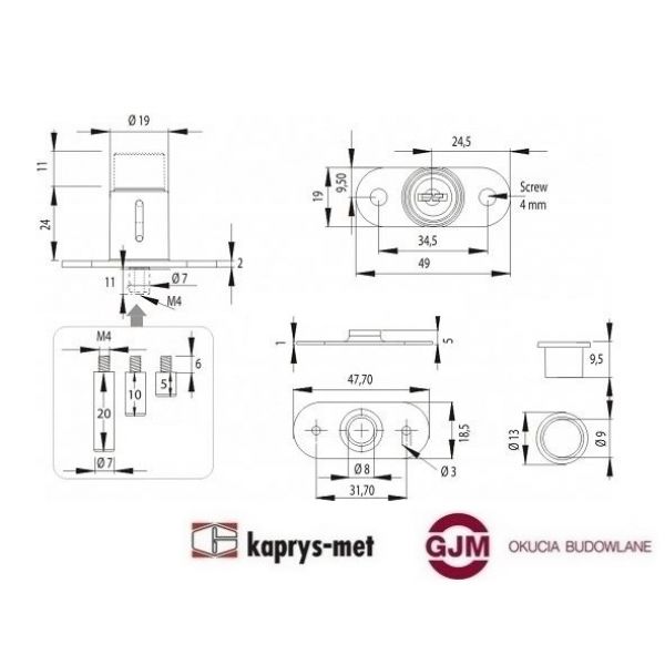 Zamek X1003 SISO-POL drzwi przesuwne