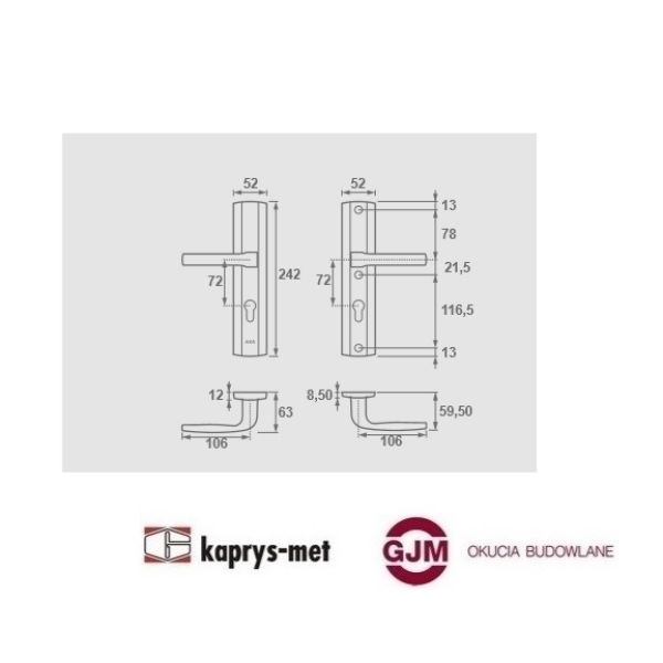 Gałka+klamka AXA PRESTIGE F9 bez zab.FLEX at.C 92 mm na wkładkę