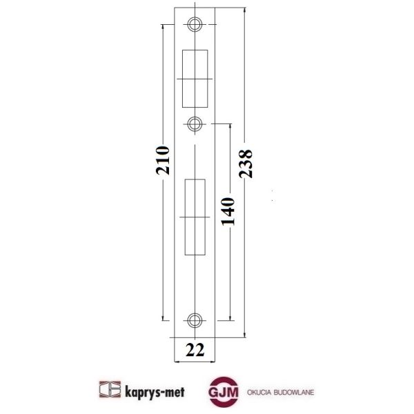 Zaczep płaski do zamków wąskich 22x240 inox