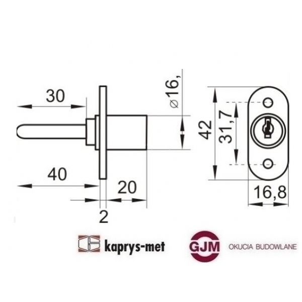 Zamek SISO centralny 1018 ø16,5 - mocowanie podwójne