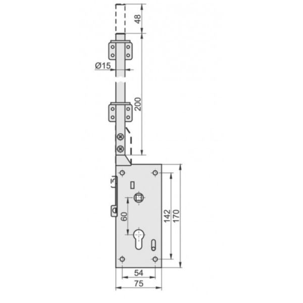 Zamek Kastel Z-5 rygiel 200mm kpl KOWAL