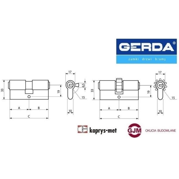 Wkładka GERDA PROSYSTEM X 45/45 at.C nikiel satynowy atest C