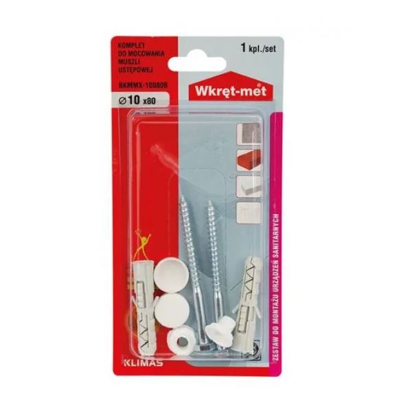 Komplet do mocowania muszli ustępowej kolor biały 10 x 50 Wkręt-met