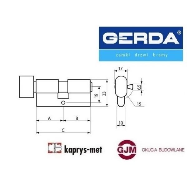 Wkładka GERDA 30/30G mosiądz WK E1 z gałką - blister