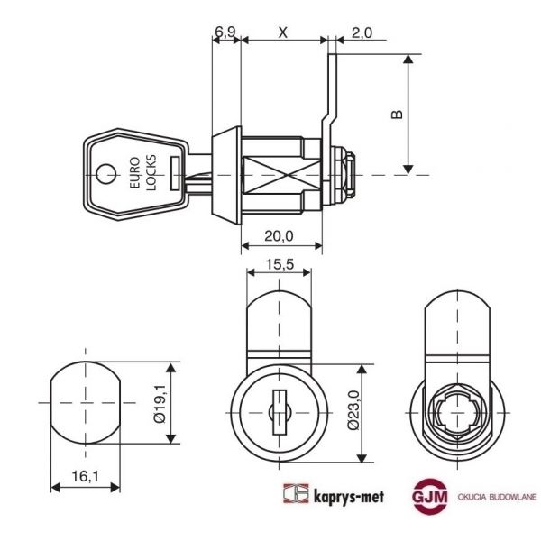 Zamek krzywkowy B671 EURO LOCKS - zamówienie specjalne