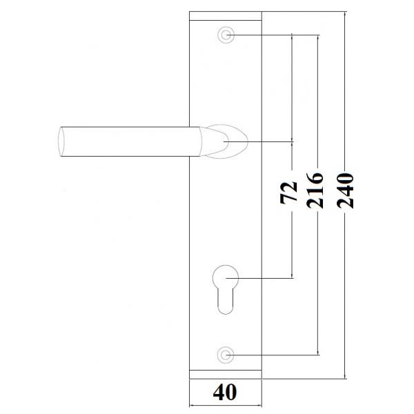 Klamka TENORIO czarna 72 mm na klucz / na wkładkę GAMAR