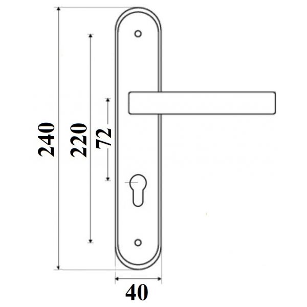 Klamka ETNA czarna 72 mm na klucz / na wkładkę GAMAR