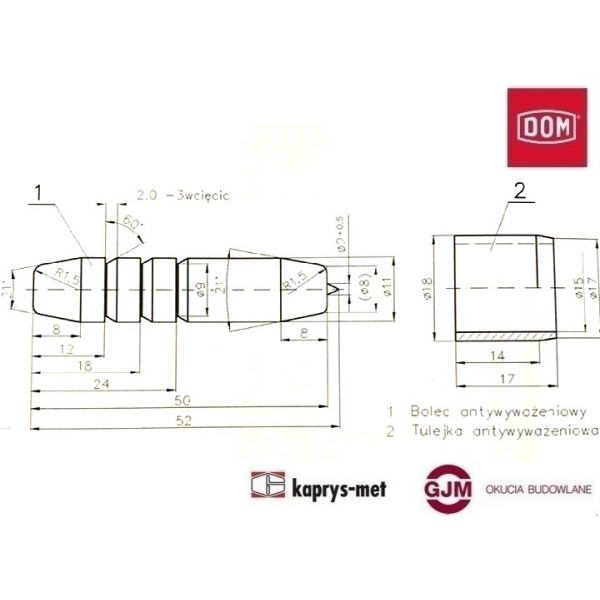 Bolec antywyważeniowy z tuleją DOM POLSKA