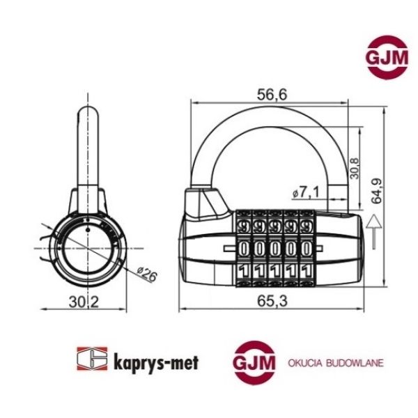 Kłódka szyfrowa walcowa GJM blister