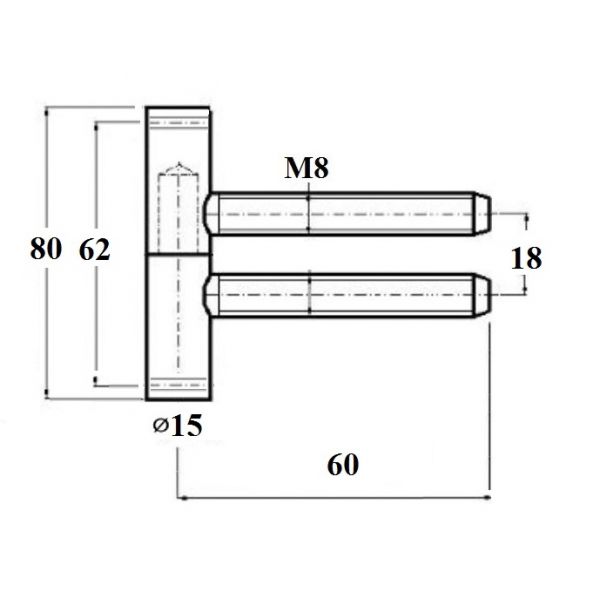 Zawias wkręcany z dwoma wkrętami ø15 ocynk biały