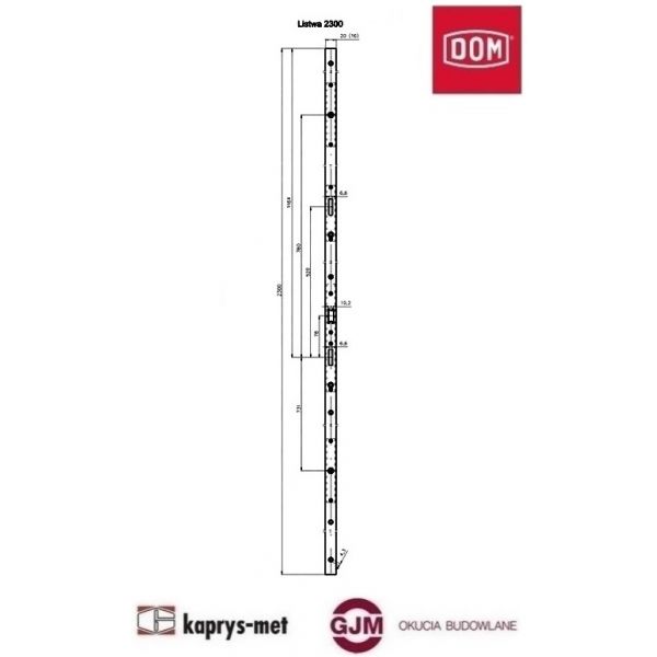 Listwa płaska z regulacją 20x2300 ocynk biały DOM POLSKA lewy