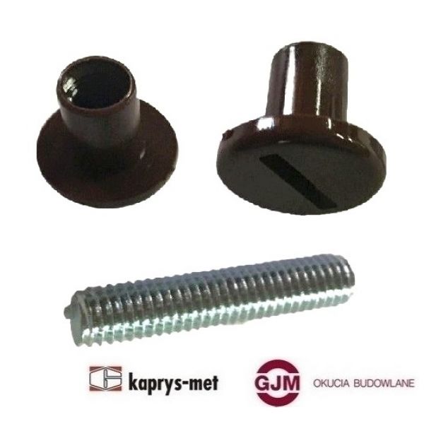 Nakrętka śruba + trzpień M6x28 brąz