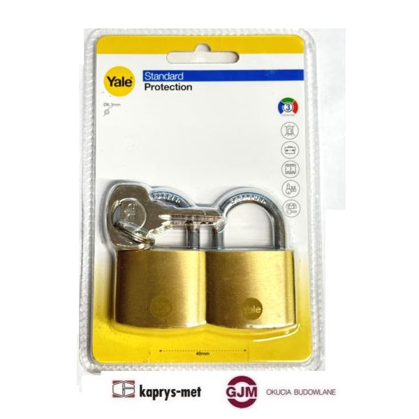 Kłódka YALE Y110B/40/122/2 - zestaw 2 kłodek w systemi jednego klucza OKAZJA