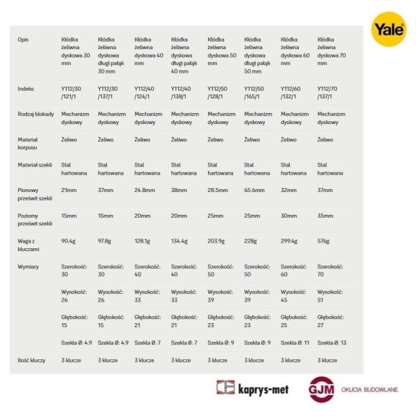 Kłódka Y112/50/165/1 YALE
