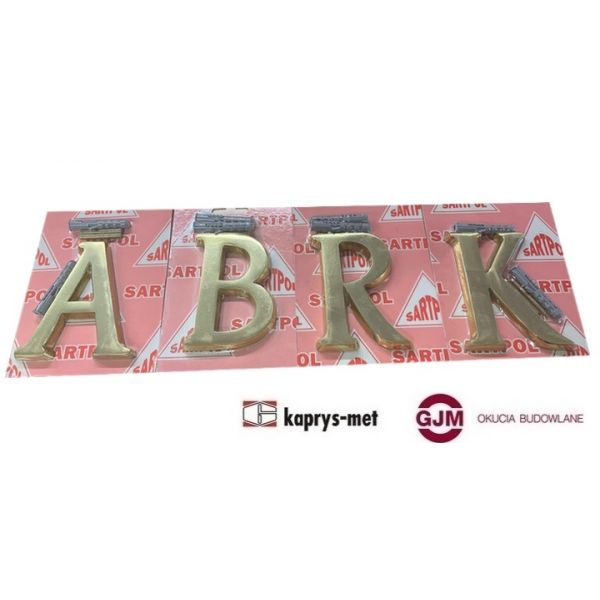 Litera mosiężna 10 cm alfabet na budynek - F