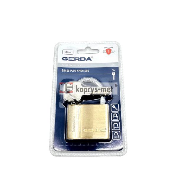 Kłódka GERDA KMKN S50 mosiężna z kluczem nawiercanym