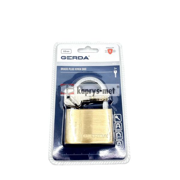 Kłódka GERDA KMKN S60 mosiężna z kluczem nawiercanym