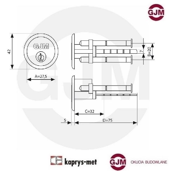 Wkładka okrągła GJM RIM mosiądz economic