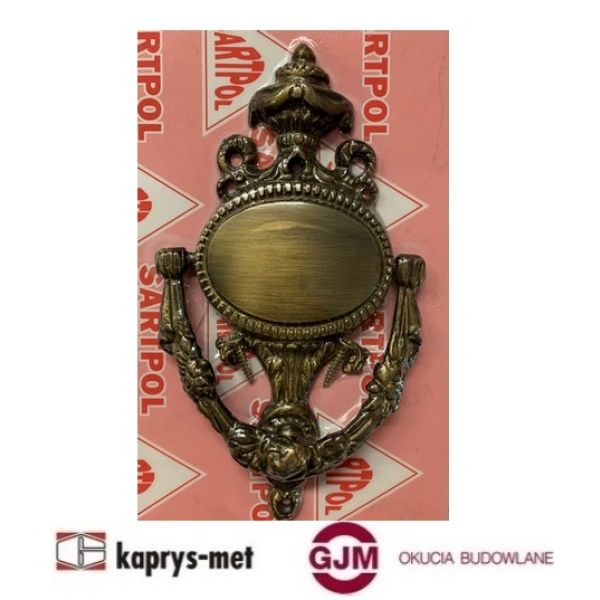 Kołatka drzwiowa AMFORA ozdobna patyna