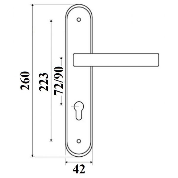Klamka mosiężna RETRO Warszawska 90 na wkładkę BOZAMET