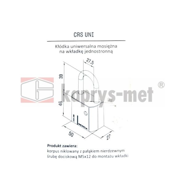 Kłódka GERDA CRS UNI na wkładkę połówkową