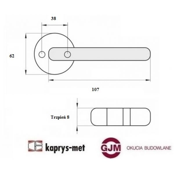 Klamka malowana z tarczką ø62 BAJDA brąz