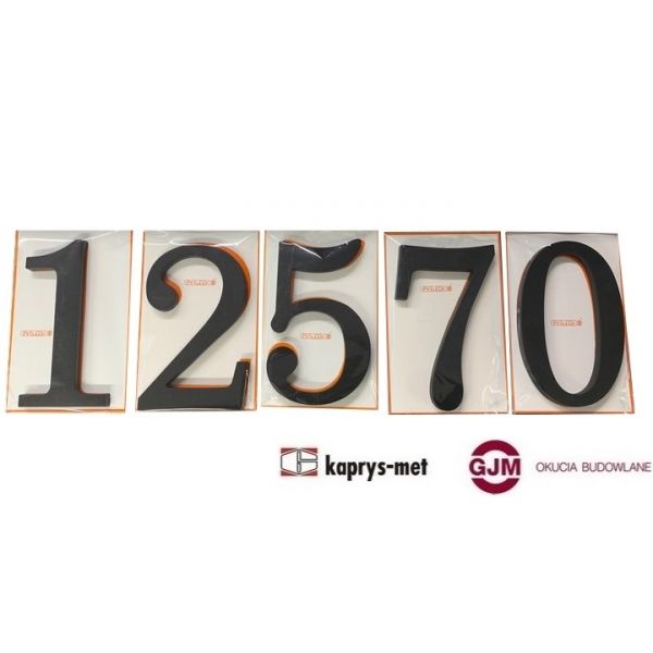 Cyfra plastikowa na budynek 180 mm PCV czarny - nr. 0