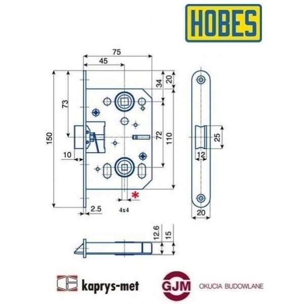 Zamek 72/45 WC K053 HOBES