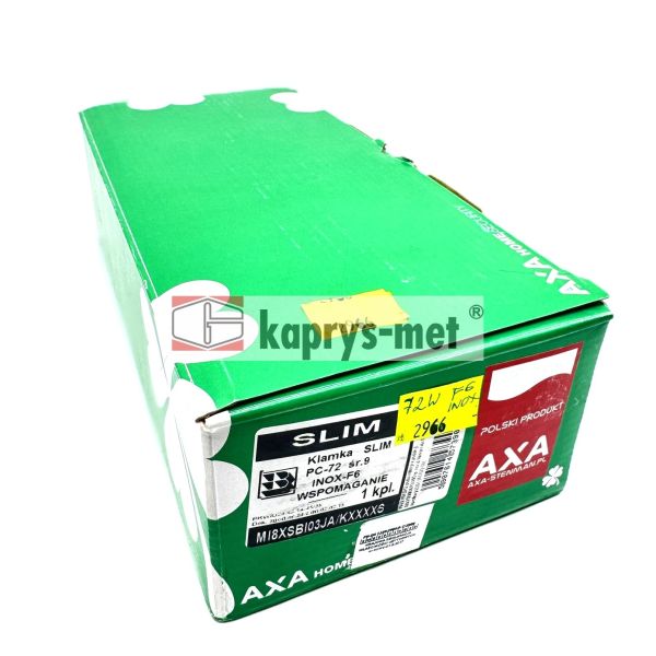 Klamka AXA SLIM ze wspomaganiem do drzwi zewnętrznych 72W F6 INOX