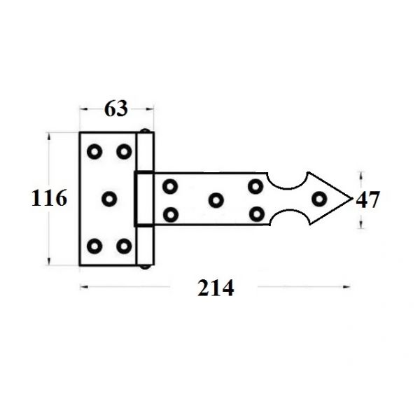 Zawias do okiennic 200 czarny / ocynk żółty